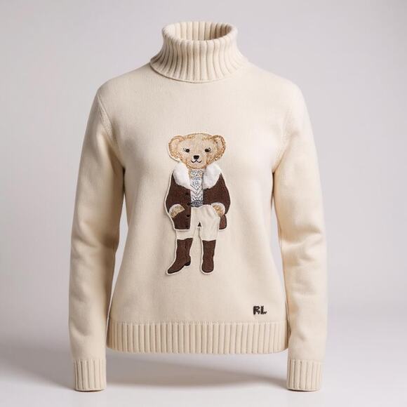Ralph Lauren Purple Label Sweaters - NWOT Ralph Lauren Purple Label Sweater Womens Large Ivory Rancher Bear Cashmere